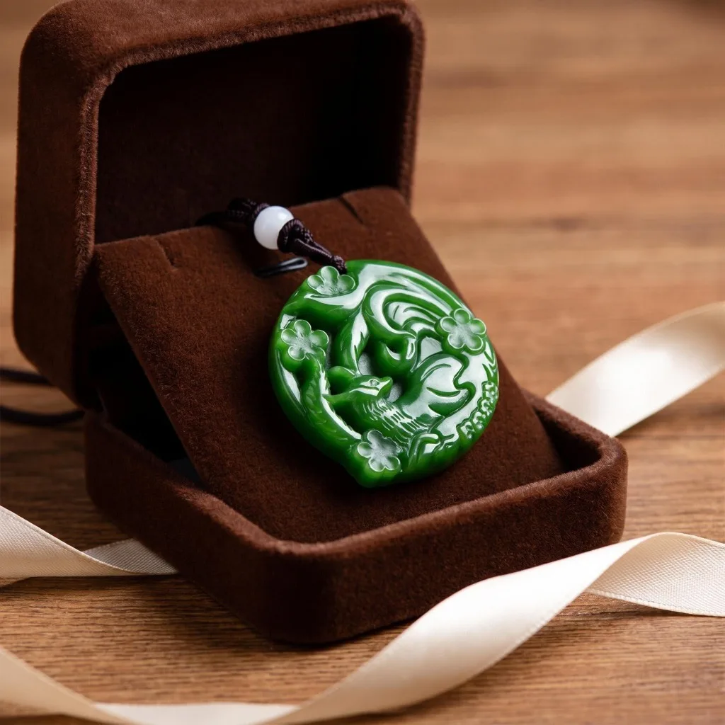 Green Natural Jade Pendant Jasper Necklace Real Jewellery Carved Gemstone Lucky Charm Amulet Fashion Luxury Gifts for Women Men