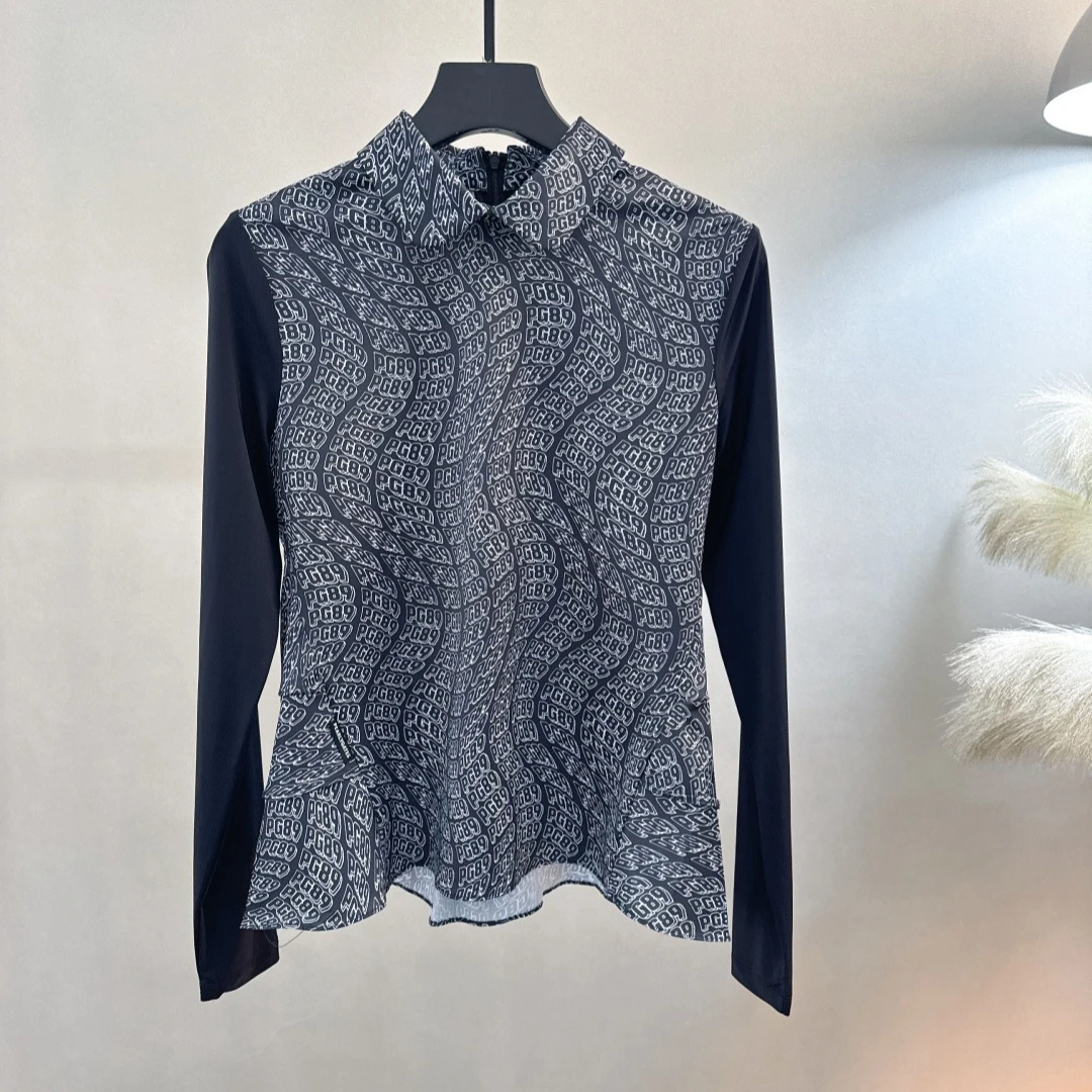 Women's Golf Peter Pan Collar Long Sleeve Top 2026 Fall New Korean Style Print Lightweight Breathable Slimming Versatile Soft