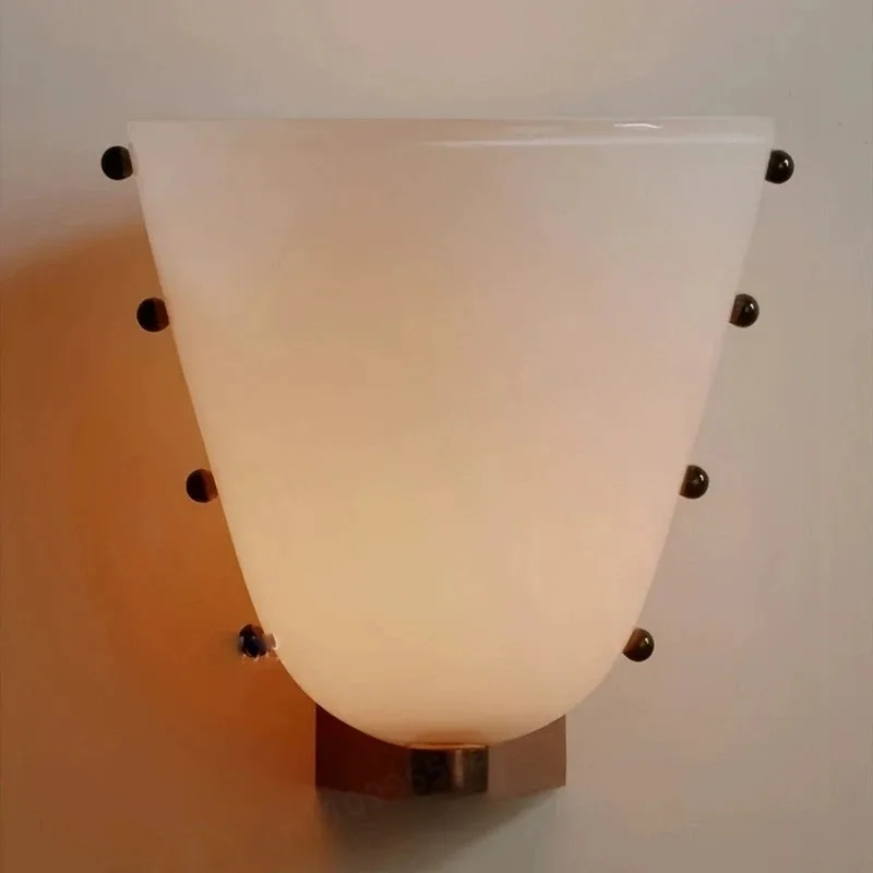 Stained Glass Wall Lamps White Amber Green Red Teacup Glass Lamp LED Retro Bedroom Bedside Living Room Corridor Aisle Wall Light