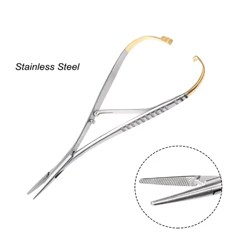 

2 шт., держатель для стоматологических игл, пинцет, стоматологические щипцы из нержавеющей стали, ортодонтический инструмент, стоматологический хирургический инструмент, стоматологический продукт