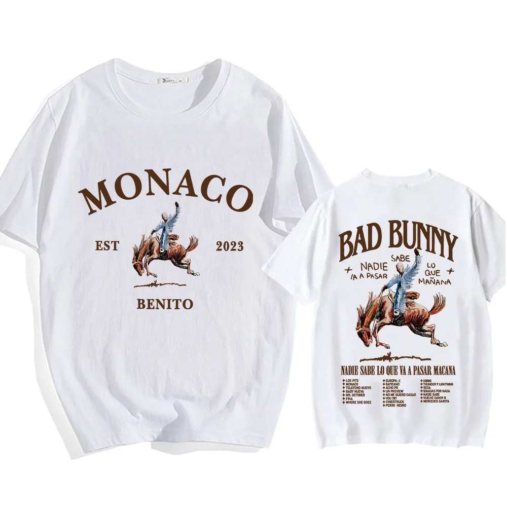 Bad Bunny Nadie Sabe Lo Que Va Pasar Manana T-shirts Hip Hop Graphic Printing Tee-shirt Short Sleeve Cotton Mens Tshirts Camisas