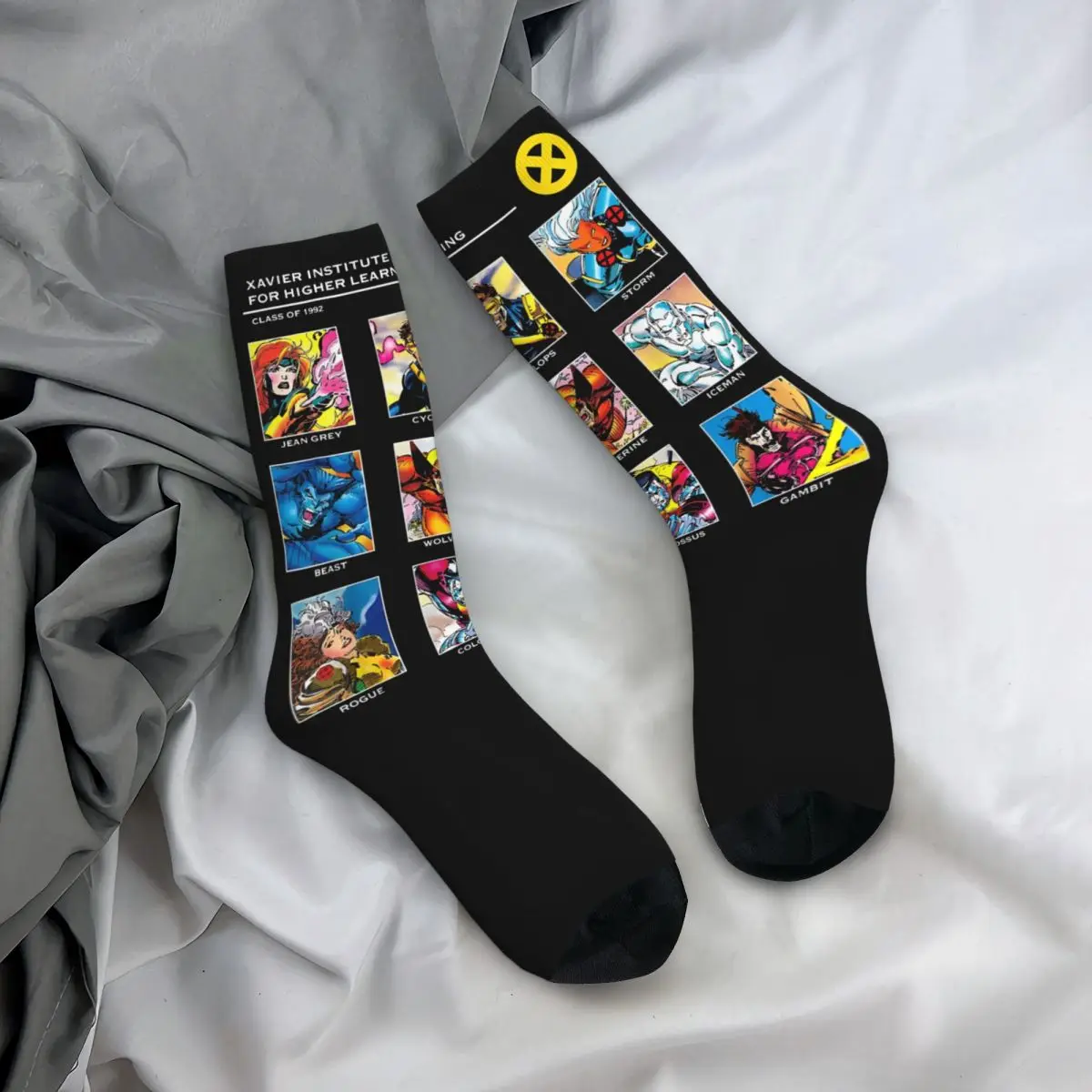 X-Men Xavier Institute 90s Socks Men Women Polyester Casual Socks High Quality Spring Autumn Winter Middle Tube Gifts