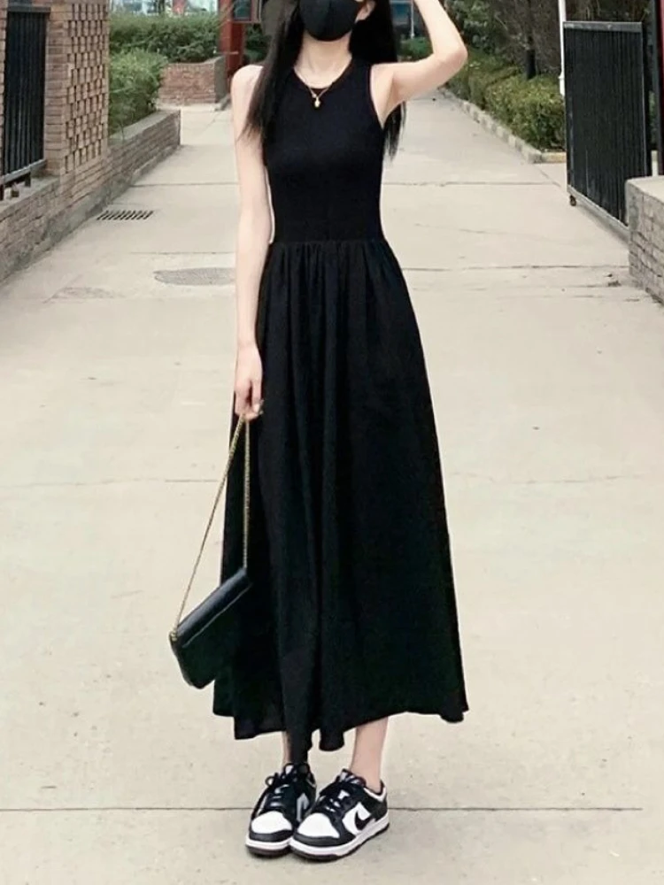 Sukienka Damska Retro Francuski Styl Casual Midi Streetwear Jednolita Stylowa Elegancka Sukienka na Imprezę Elegancka Linia A Podstawowa Uniwersalna