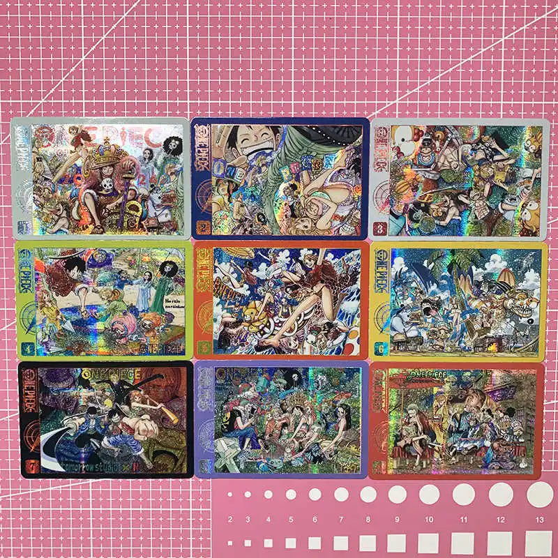 DIY Horizontale Versie Een Stuk Luffy Roronoa Zoro 9 stk/set Zelfgemaakte Collectie Kaart Nico Robin Gaas Brekingende Flash kaart Speelgoed