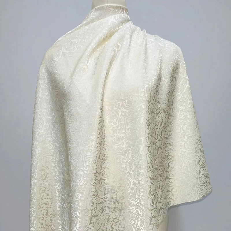 

Предварительно вырезанная бежевая дамасская жаккардовая парча, тканый текстиль с тонким текстурированным узором для платья, пальто, куртки, обивки, швейный проект «сделай сам»