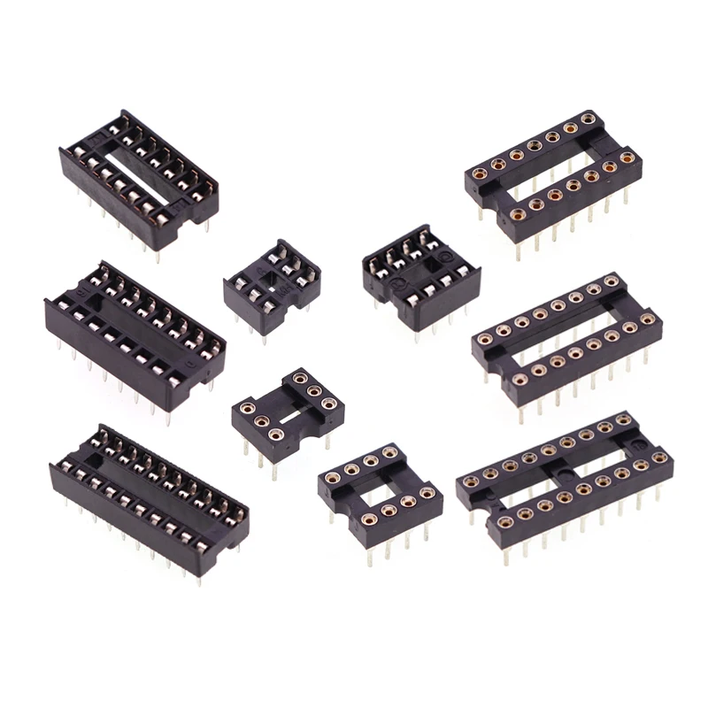 Direct Insertion DIP Microcontroller Chip Circular Hole Bottom IC Socket Integrated Block 8P 14 16 20 28 40P Pin