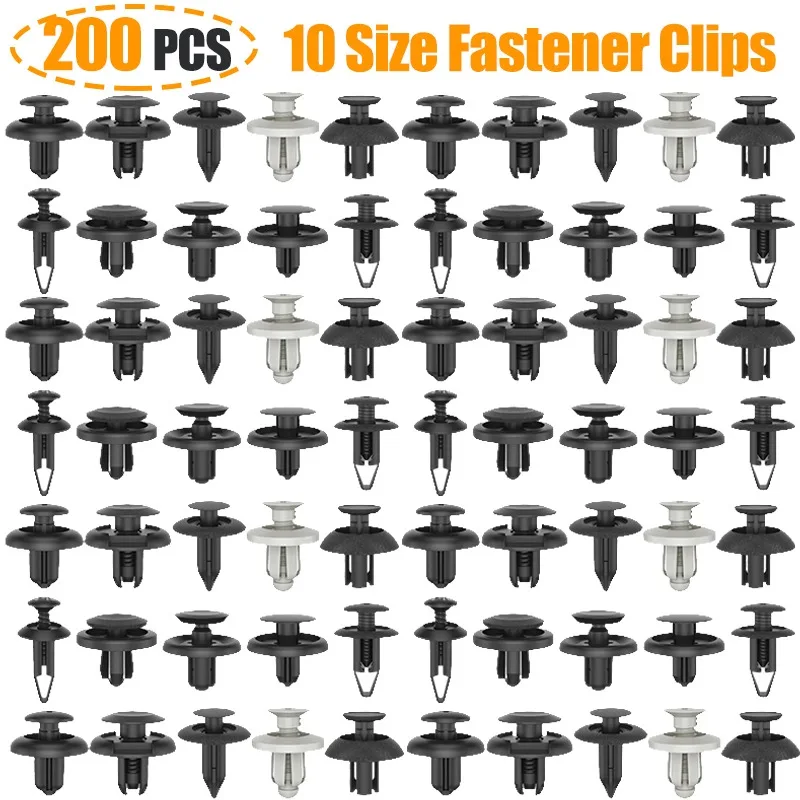 

200/100pcs Car Fastener Clip Kit Universal Fender Rivet Plastic Clips Auto Body Push Retainer Pin Bumper Door Trim Panel Repair