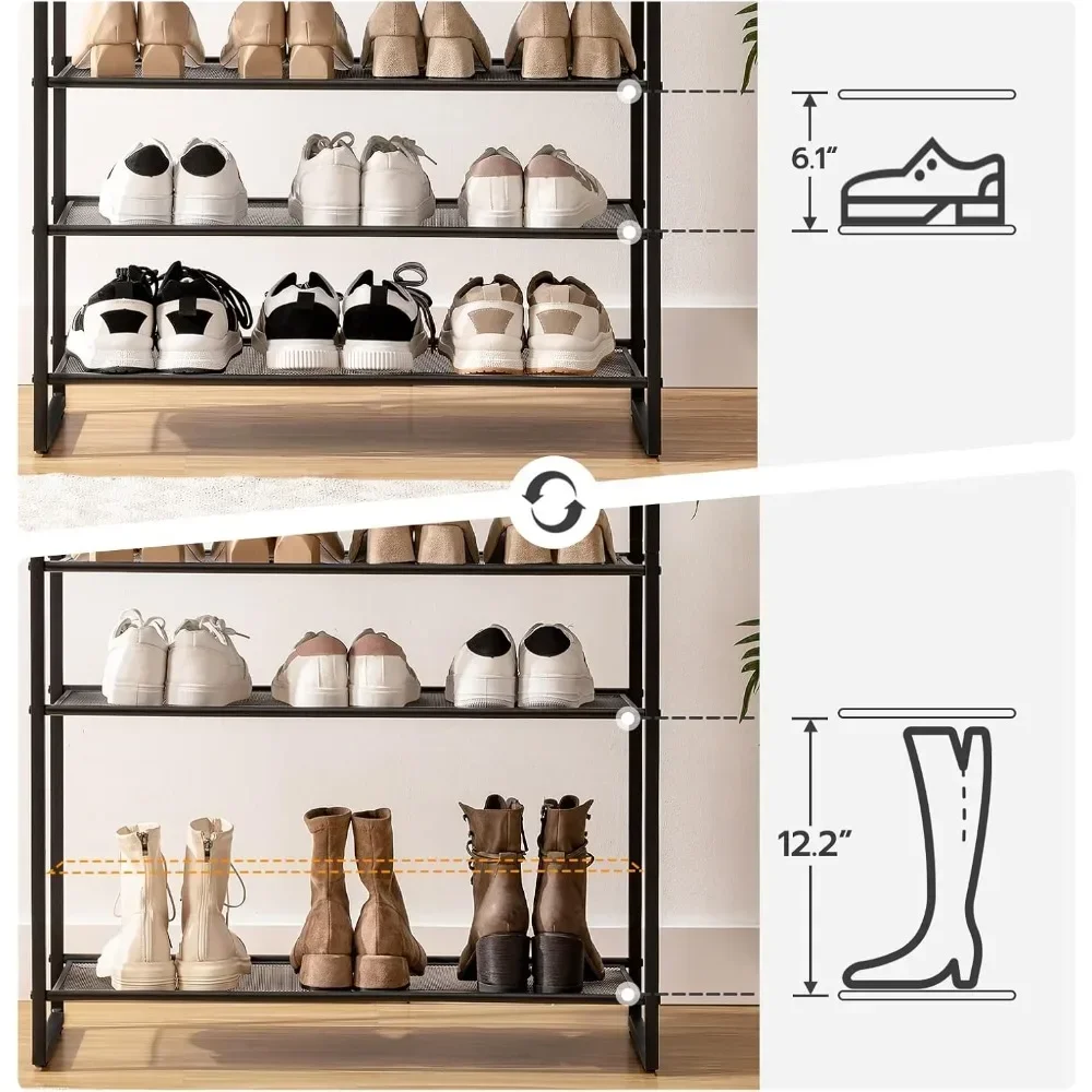 

y 10 layer shoe rack, large capacity shoe storage rack, shoe storage unit for 36-45 pairs of shoes11.2"D x 39.4"W x 62.6"H