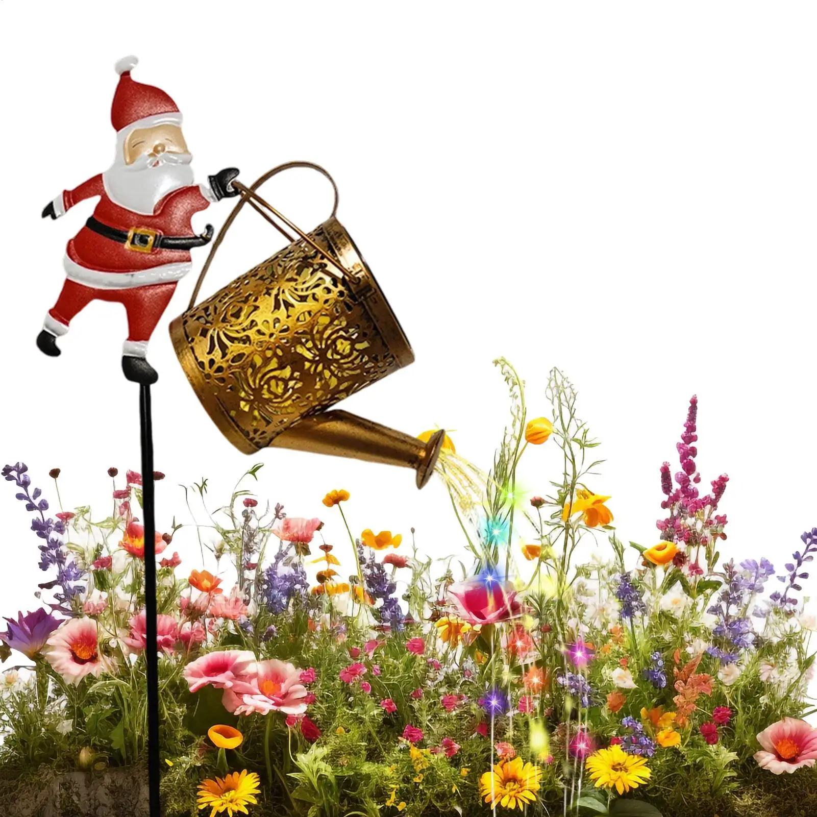 

Outdoor solar Santa Claus light Waterproof Vintage Lamp Christmas Watering Can Light for Holiday Party Church Offices