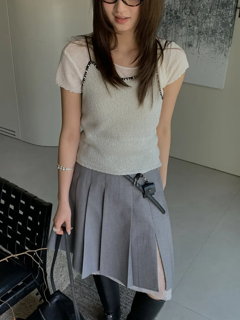 

Женский вязаный свитер Lilian ENLL с круглым вырезом и коротким рукавом, универсальный комплект для многослойных образов, мягкий, для повседневной носки, модный.