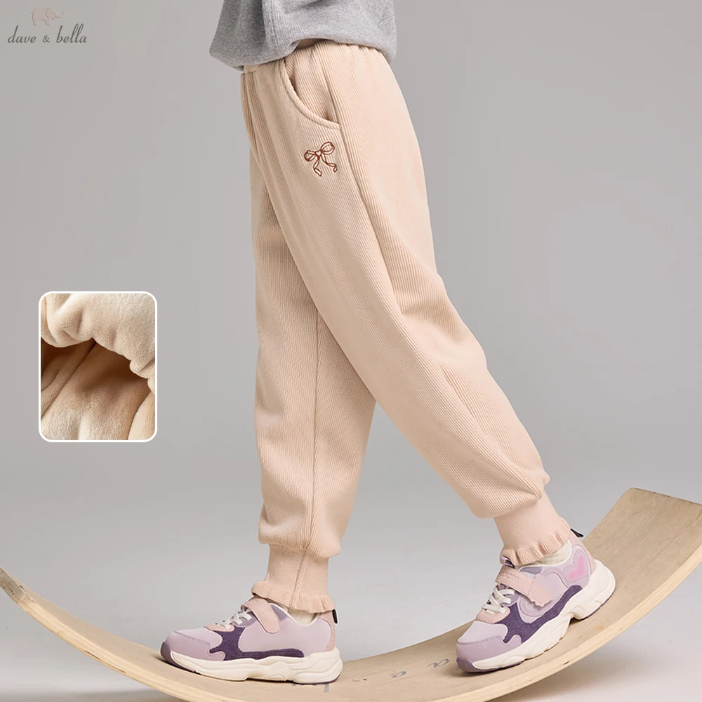 

Dave Bella Children's Cargo Knitted Pants Winter Autumn Velvet Thicken Girls Cowboy Pants Casual Warm Trousers DK4254584