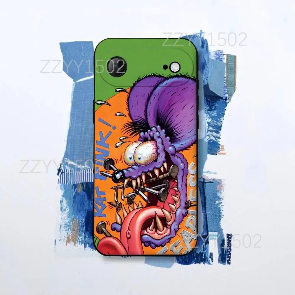 Coque de téléphone Rat Fink pour iPhone 17,16,15,14,13,12,Pro,Max,Plus,E,SE4,Air,Mini coque Funda noire