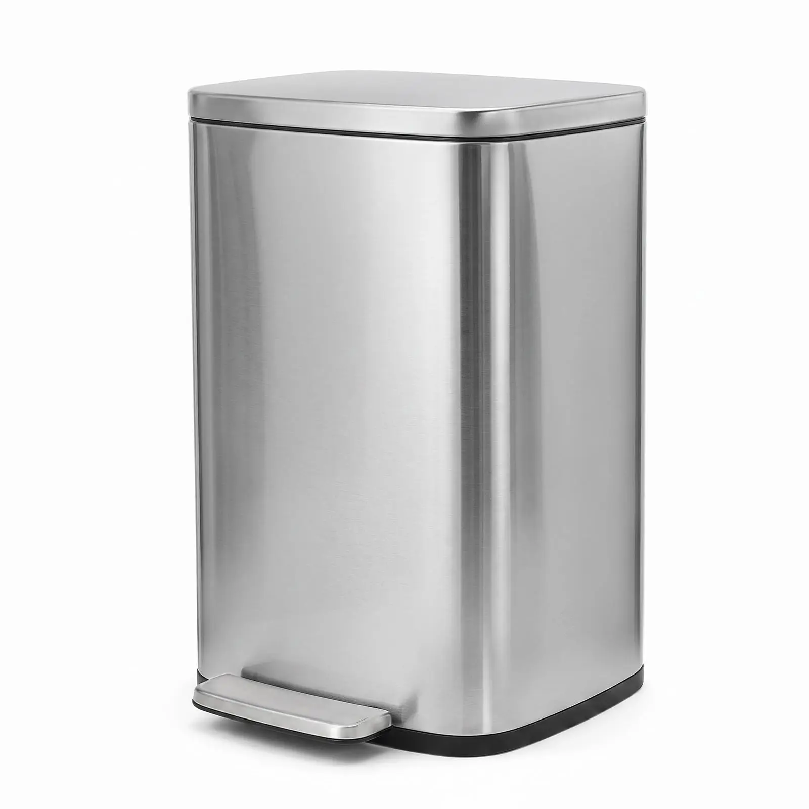 13 Gallon Kitchen Trash Can with Step Pedal, Soft-Close Lid, Fingerprint-Proof Stainless Steel
