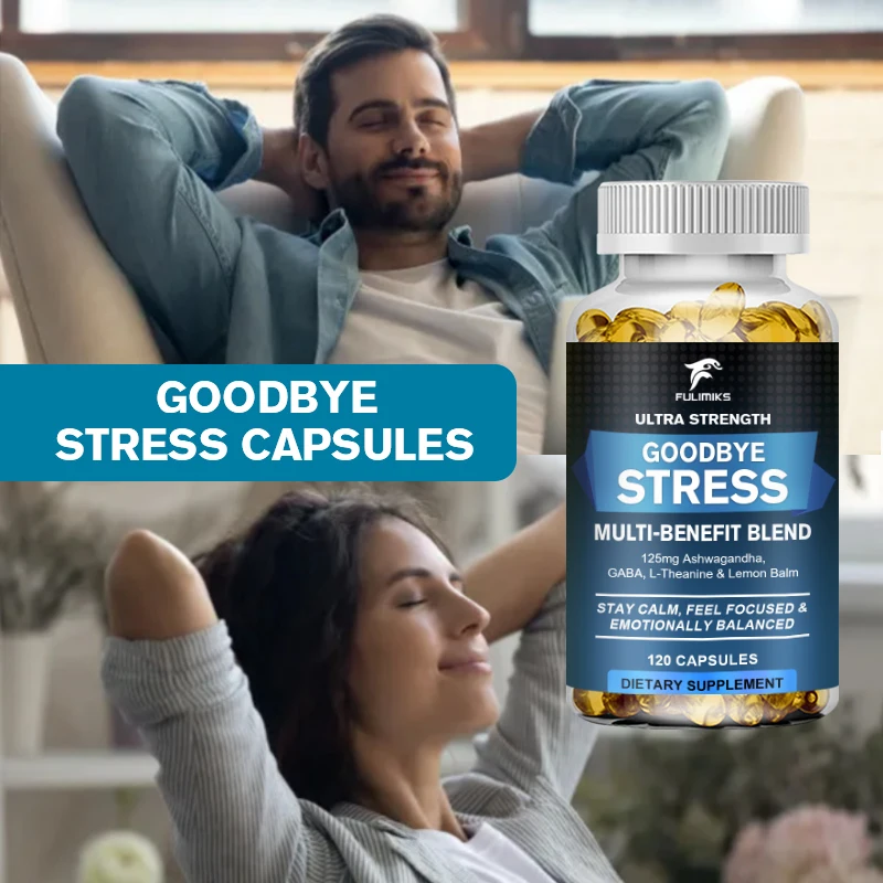 Ultra-Strength Goodbye Stress Softgels with GABA, Ashwagandha, L-Theanine and Lemon Balm for A Stress-relieving Supplement