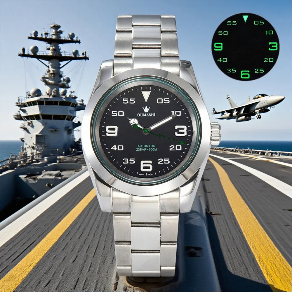 Orologio da uomo da 39 mm con movimento NH35 orologio meccanico automatico vetro zaffiro cinturino in acciaio inossidabile orologio personalizzato da lavoro