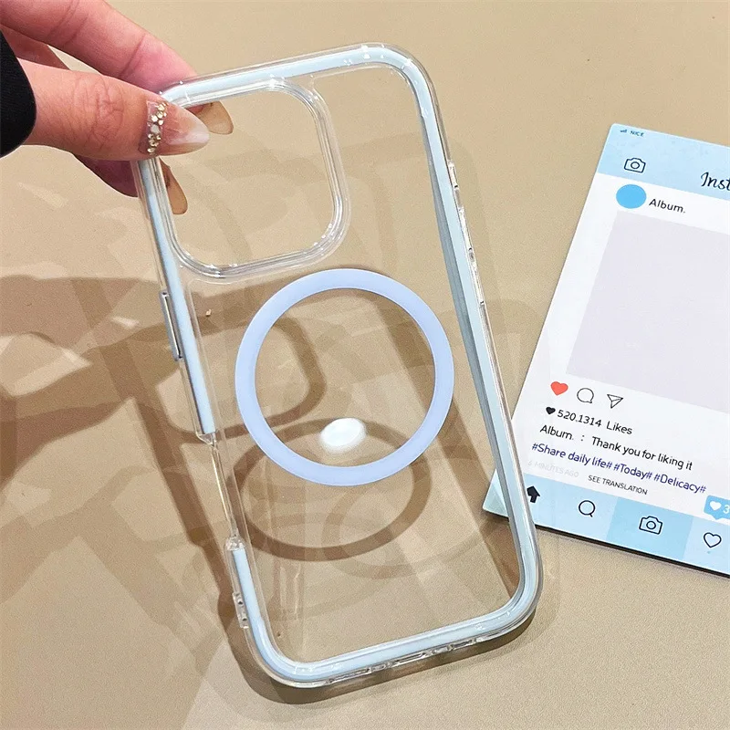 INS-style Minimalist Candy-colored Colorful Magnetic Mobile Phone Case for IPhone 16 Anti-drop Protective Cover