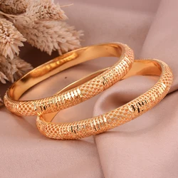 Double layer High Quality Dubai Gold Color Bangles Bracelets For Women Jewelry Wedding Bangles Not Can Open