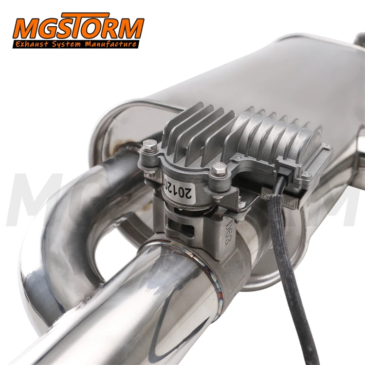 Universal Car Exhaust Muffler With Electronic Valve Switch Control T Type Valved End Pipe 63mm Inlet & Outlets 210x152mm Body