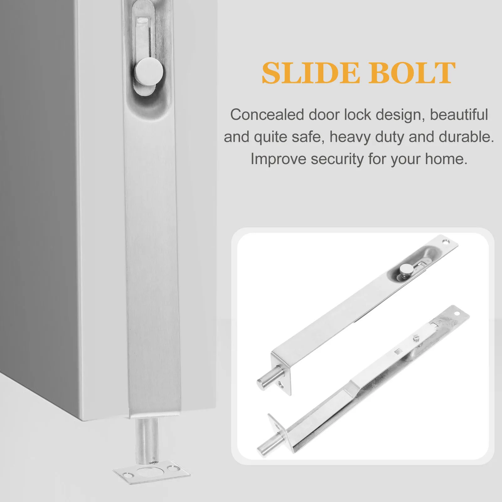 

Stainless Steel Flush Bolt Door Bolt Heavy Duty Security Latch Hidden Lock Suitable for Double Doors French Doors Sliding Door