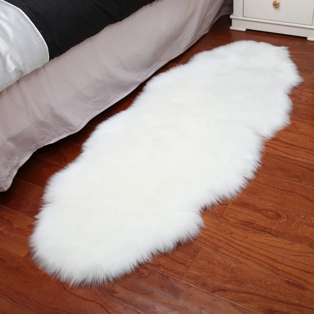 

Soft Home Carpet Sheepskin Chair Cover Rugs Artificial Wool Plain Fluffy Rugs Bedroom Blanket Mat For Kids Living Room Tapete