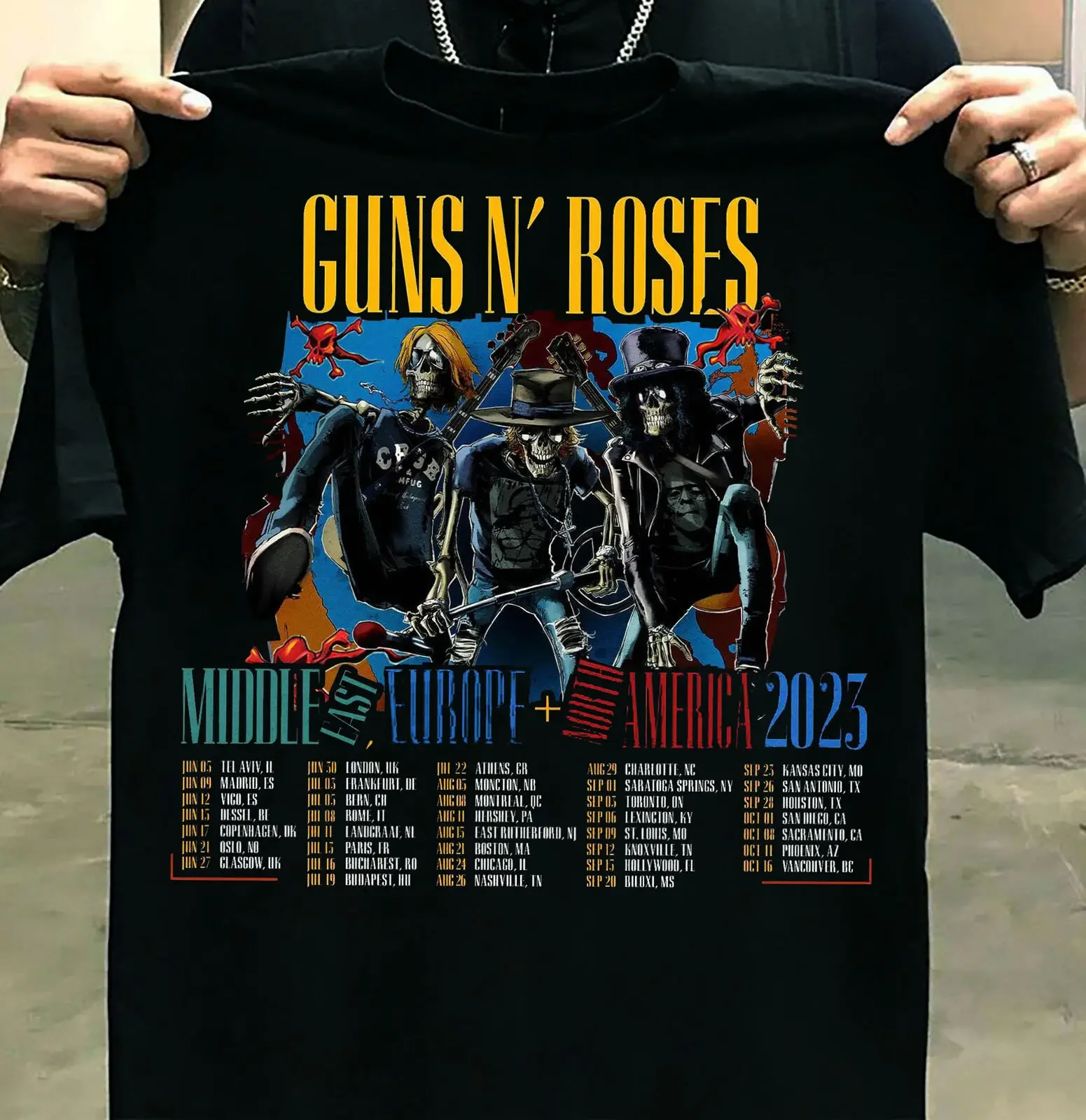 Hot Sale! Guns N Rose Music Tour 2023 Unisex Black T-Shirt, Fan Gift, Size S-4Xl