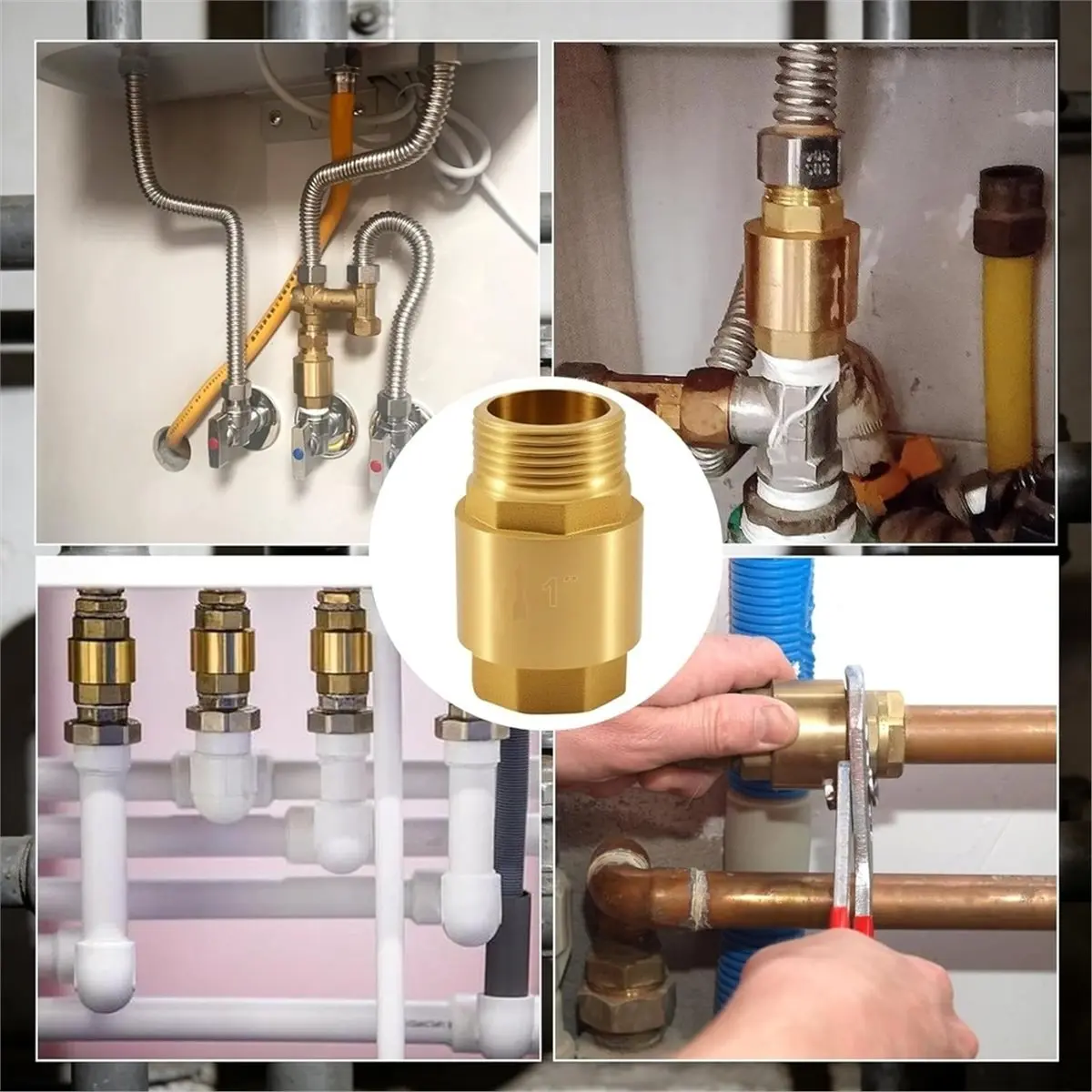 PHONE&GEAR Brass Check Valve Backflow Preventer Return Lift Return Valve Water,Rustproof and Waterproof 3/4