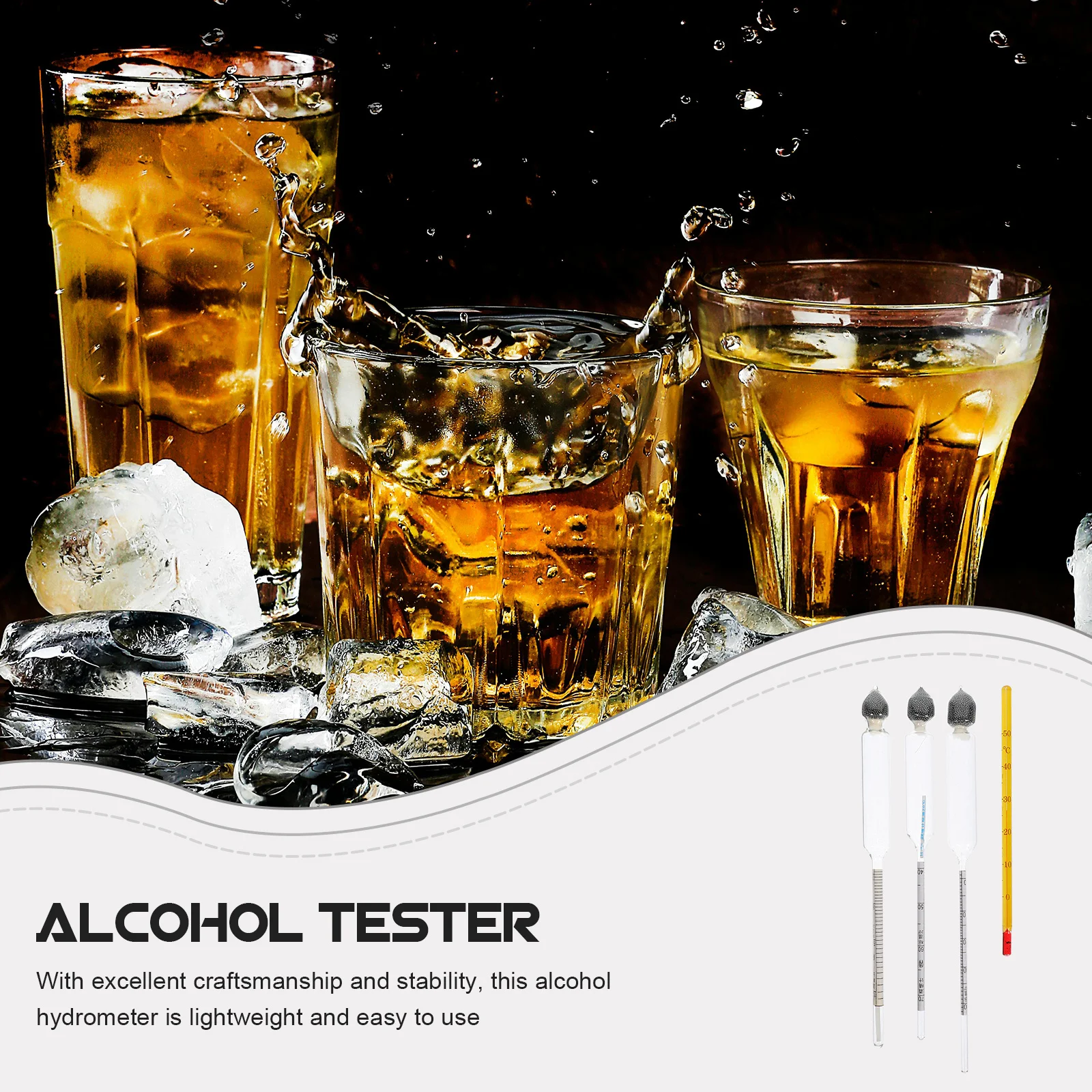 

1 комплект, стеклянный ареометр для вина, точное считывание, стабильный и прочный для длительного использования, тестер алкоголя