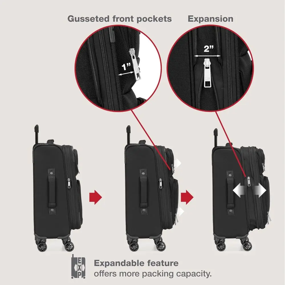 Rio 4-Wheel Lightweight Carry-On Suitcase, Black