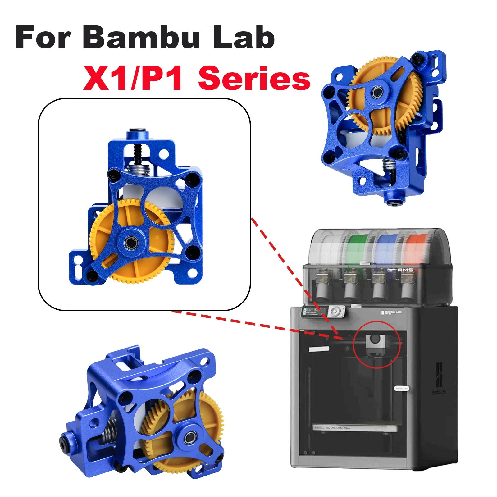 CNC-Metall-Extruder-Einheit aus gehärtetem Stahl für Bambu Lab P1/X1 Serie – Upgrade für P1S, P1P und Bambu Lab Hotend Extruder
