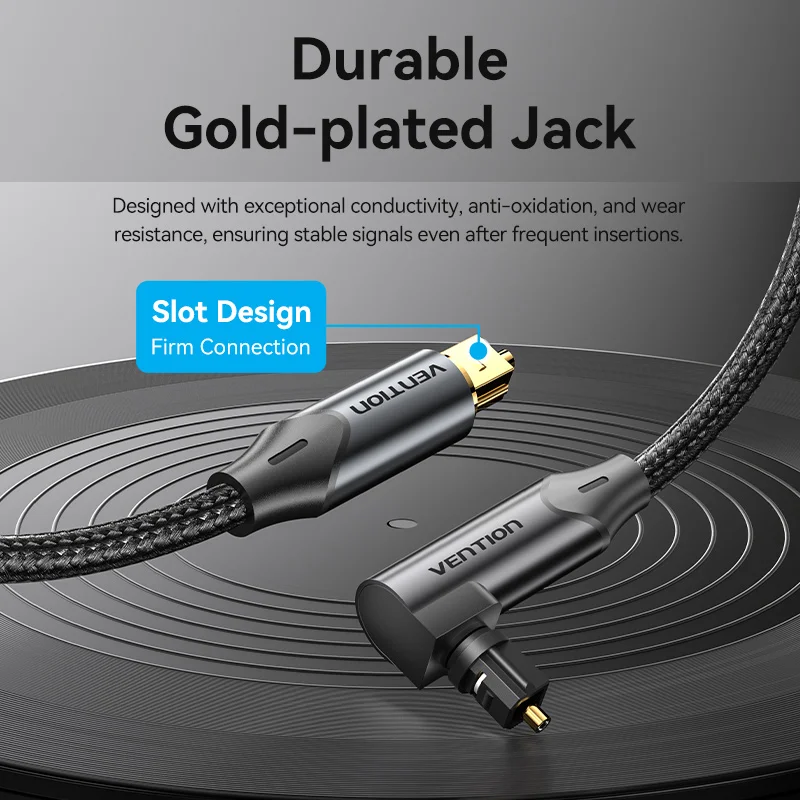 Vention Optical Audio Cable 90-Degree Male to Male for TV Amplifier Audio Processor Sound Bar PS4 Xbox Audio Optical Fiber Cable