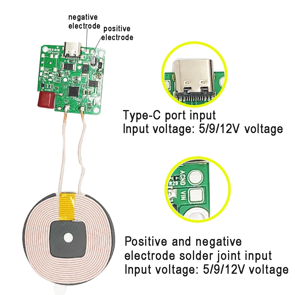 15W Wireless Charging Module Long Distance 10MM Transmitter Mobile Phone Charger Smart 12V Fast Charging Car Modification