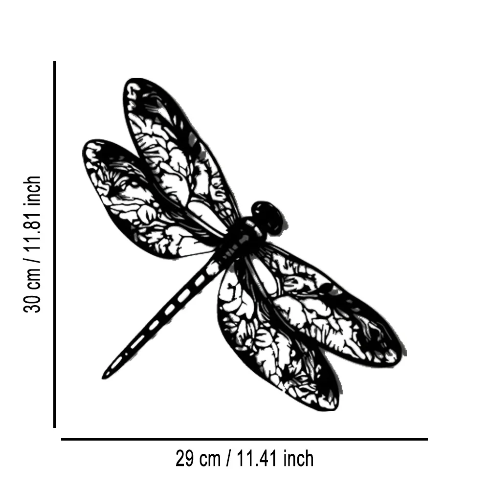 1 Large Metal Dragonfly Wall Decor - Black Iron Art with Modern Horizontal/Vertical Hanging Wing Design, Exquisite Hollow Wing Pattern, Suitable for Outdoor Use - Easy-To-Install Nature-Inspired Metal Sculpture (No Tools Required, Durable Iron Material)