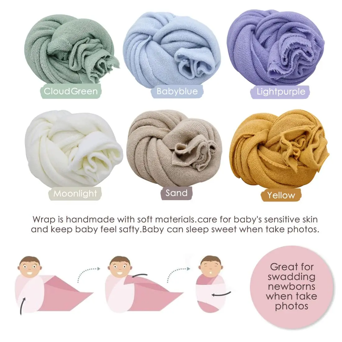 Baby Photoshoot Props Newborn Posing Wrap Newborn Photography Props Soft Stretch Knit Blanket Handmade Wrap for Baby Boys Girls