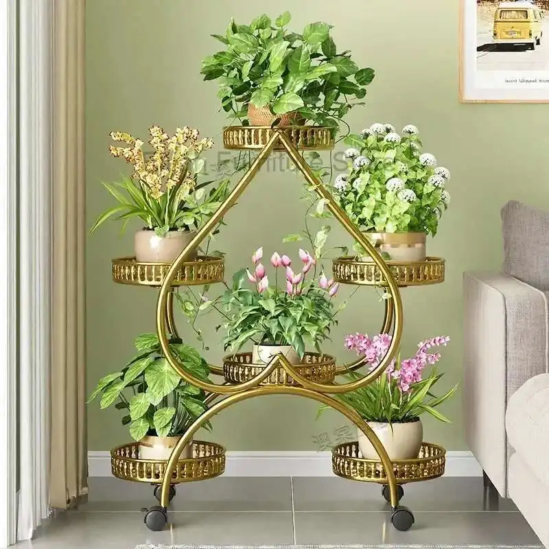 

Aesthetics Design Flower Shelf Organizer Living Room Flower Stand Display Light Luxury Fashion Decorations Plantenrek Furniture