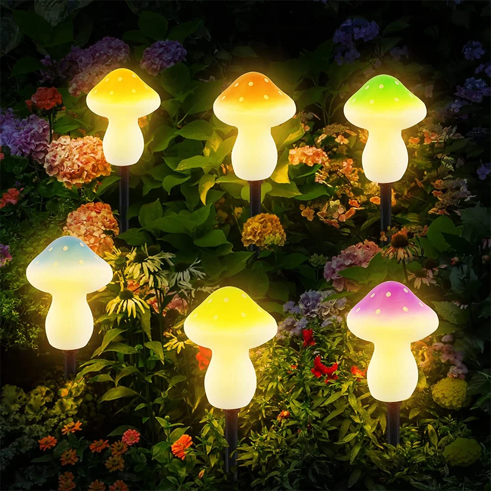 LED Solar Cute Mushroom String Lights Garden Decoration Light Waterproof Solar Fairy Lawn Lamp for Patio Yard Landscape Lighting