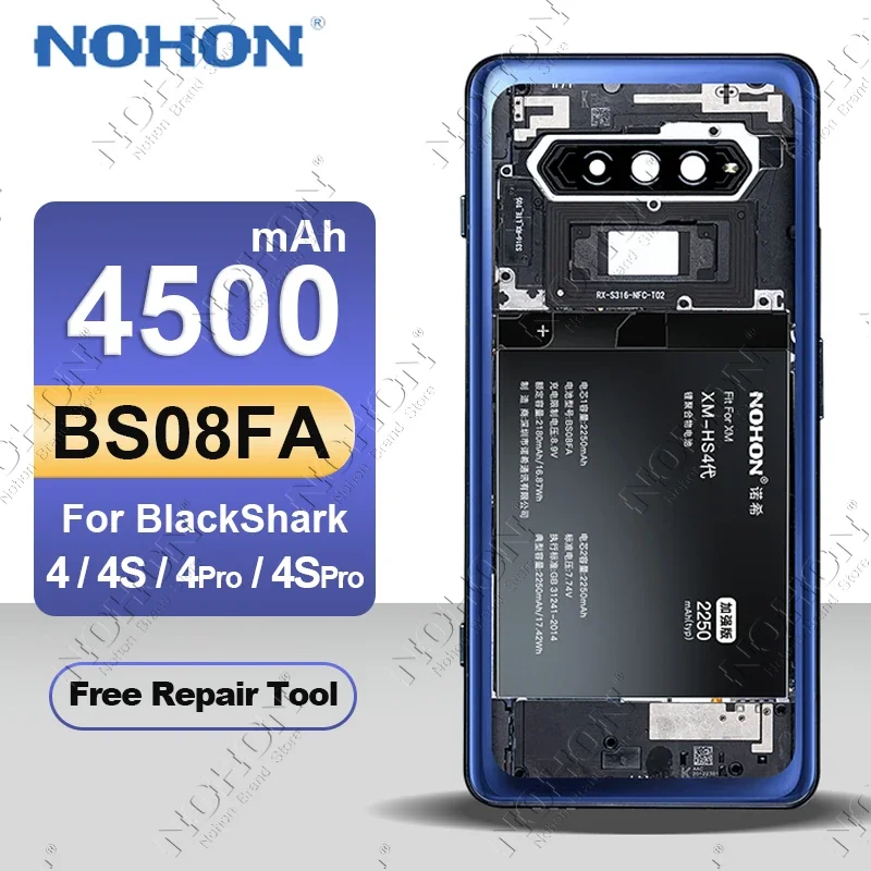 NOHON 4500mAh BS08FA Bateria para Xiaomi BlackShark 4 4S Pro Bateria de substituição de telefone para Black Shark 5 5Pro BS10FA