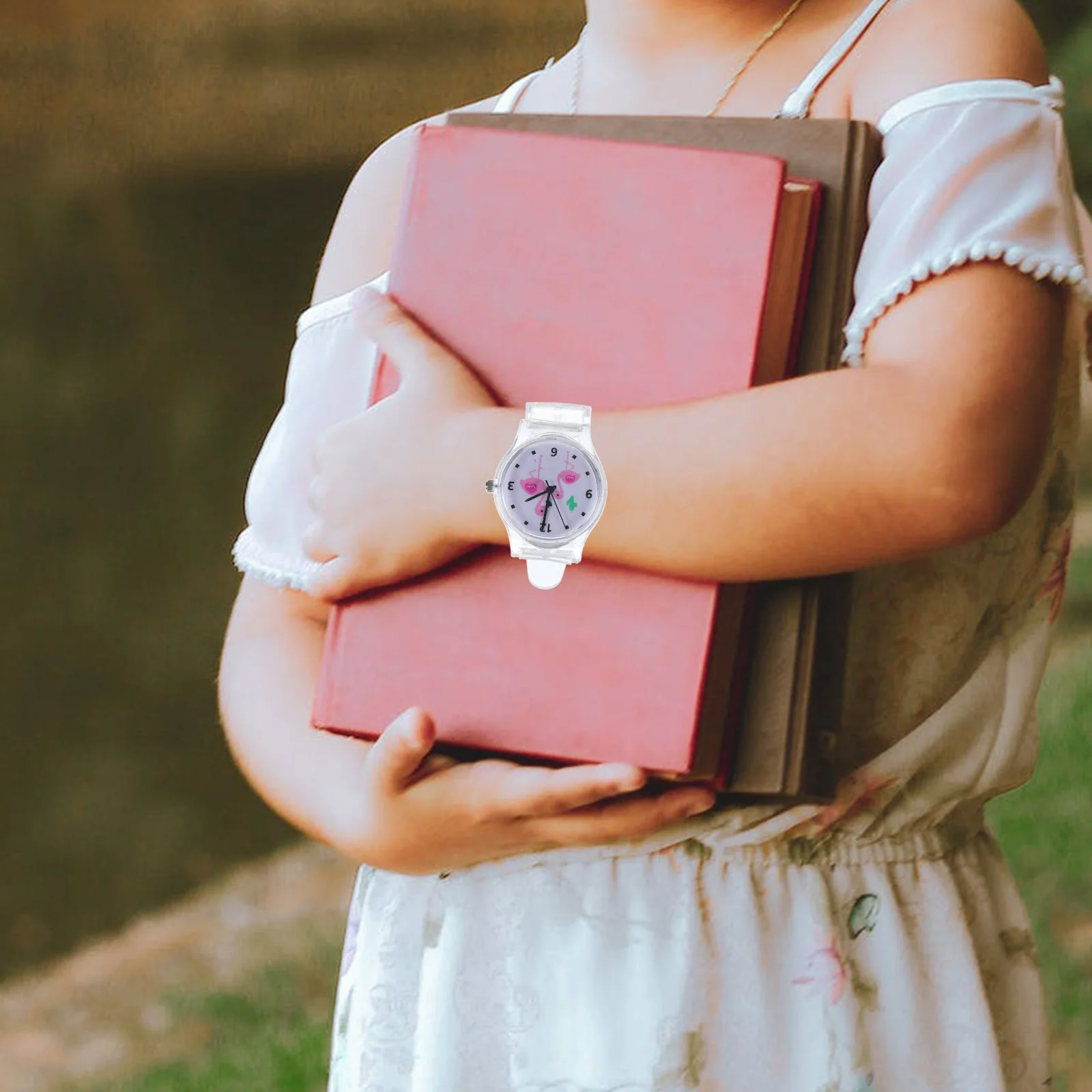 1 szt. Zegarek Flamingo Silikonowy Kwarcowy Prezent Urodzinowy Dla Uroczej Uczennicy Wodoodporny Wytrzymały Kreatywny Design