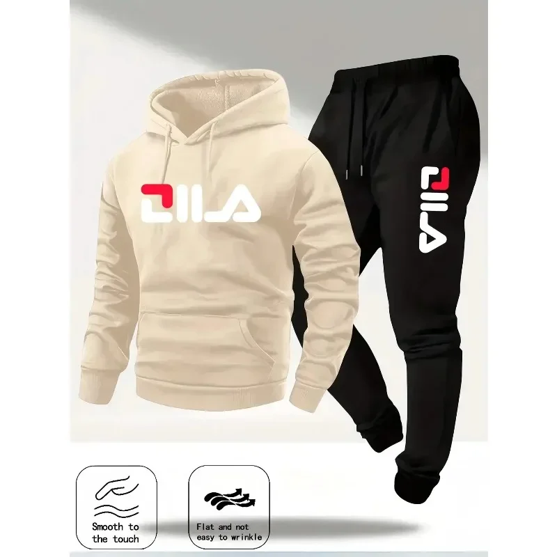 2025Spring and Autumn men's casual suit hooded sweatshirt and sweatpants 2-in-1 comfortable suit suitable for both men and women image 4