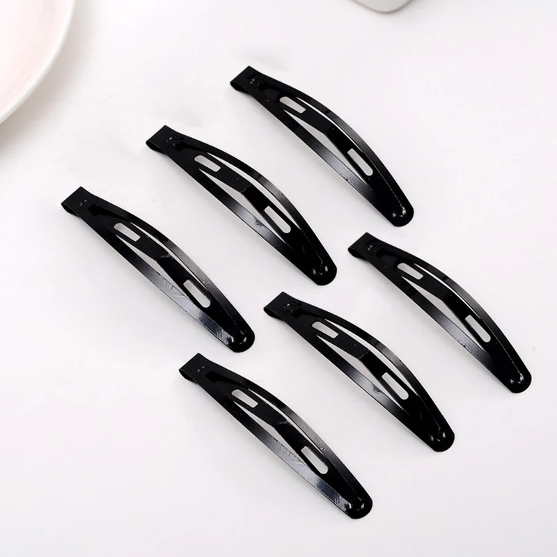 FZFZ 20 x 대형 검정색 금속 스냅 헤어 클립 바레트 78mm DIY