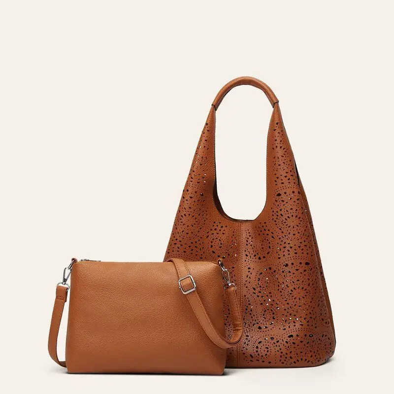 Laser Carved Hollow out Large Capacity Women's Tote Bag Fashionable Shoulder Handbag Maternite Bag New 2026 Model