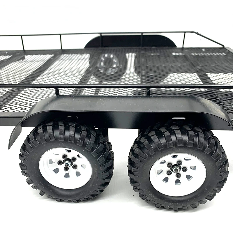 TRX4 KM2 D90 scx10 1/8 1/10 Metalowa przyczepa z podwójną osią