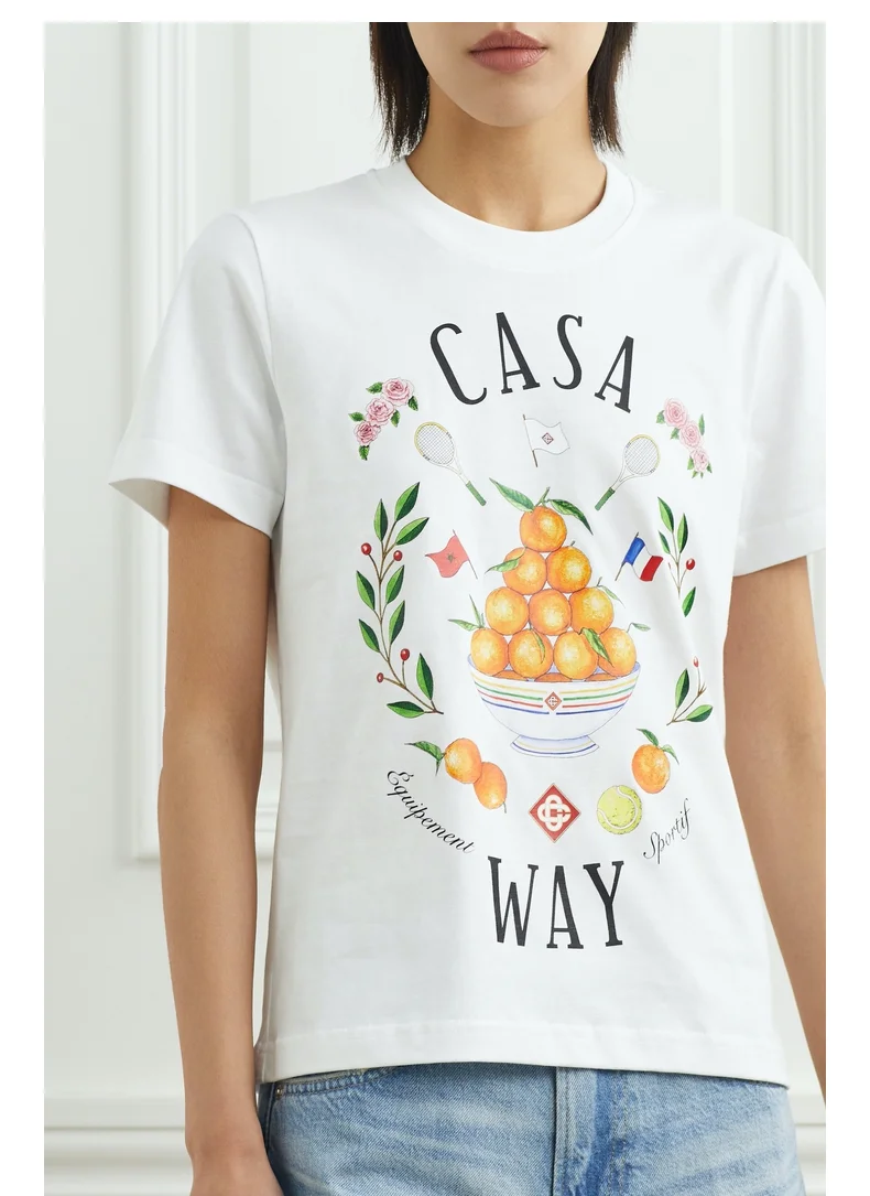 

Summer Orange Tennis Racket Printed Women's Printed Cotton T-Shirt