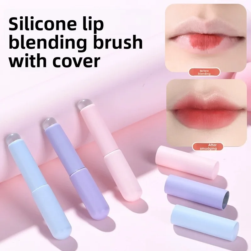 New Silicone Lip Brushe with ABS Plastic Handle Portable Lipstick & Lip Balm Applicator with Cap,Perfect Blending & Smudge Cover