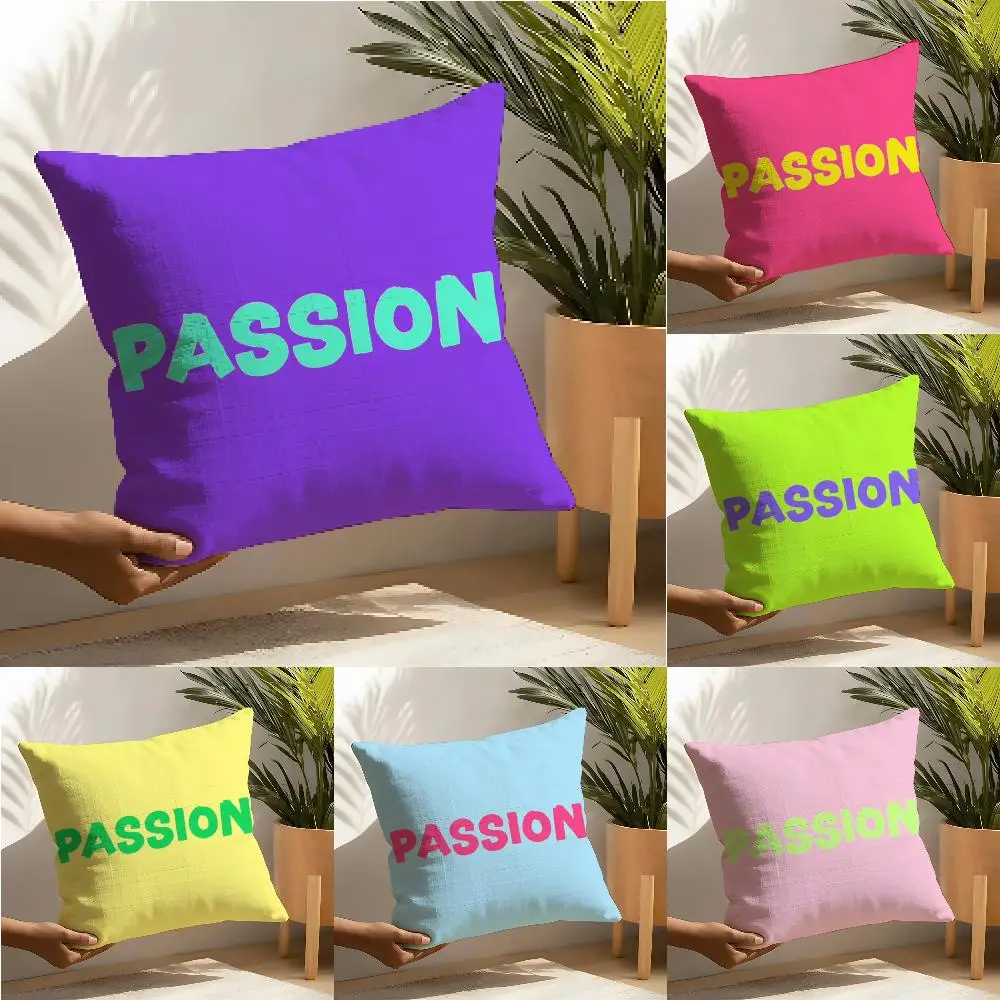 Motivational Slogan P-Passion Pillow Case linen pillow case sofa home decor cushion cover cushion cove