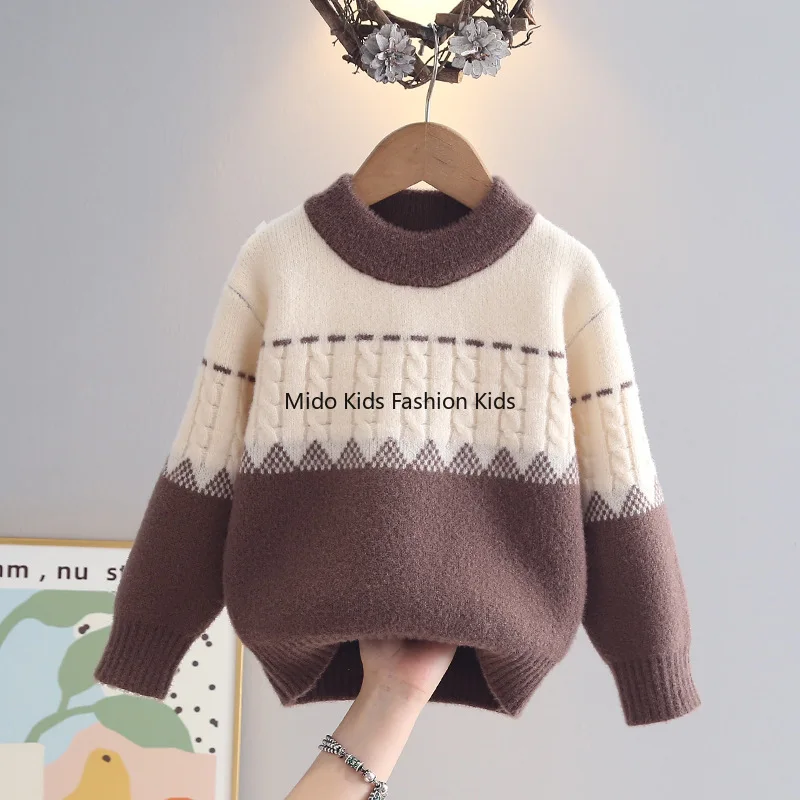 

Boys' Sweater Children's 2025 Autumn/Winter New Arrival Mid-Sleeve Knitwear for Youngsters Children's Clothing 110-150cm