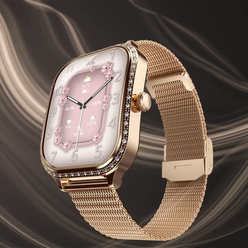 2024 New Gold Luxury Smart Watch Women 1.32Inch HD Screen Sports Custom Dial Heart Rate Voice Call Smart watch For Gift Ladies