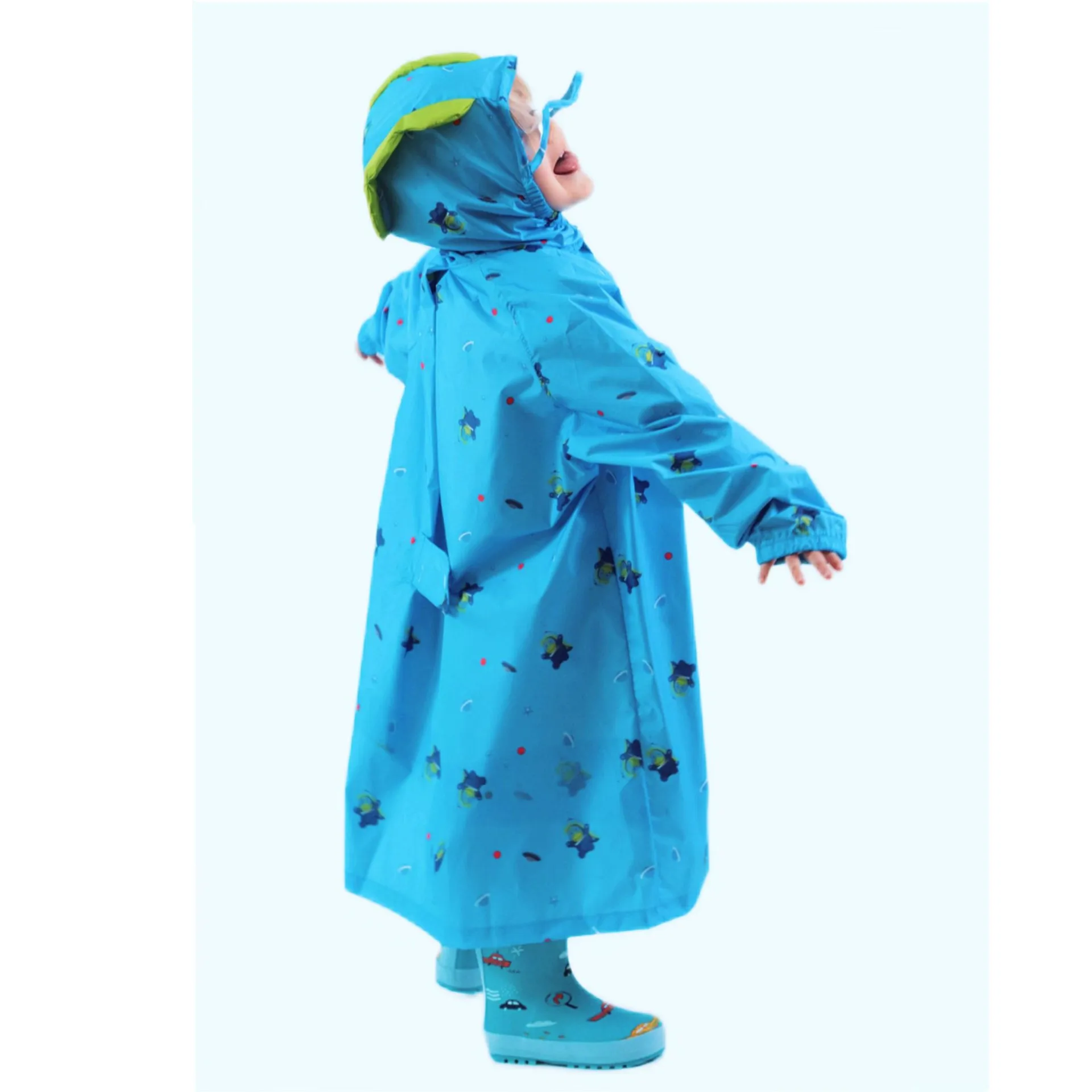 75-150cm Waterproof Rain Coat Cover For Kids Infant Raincoat Poncho Jacket Hiking Camping Rainwear Schoolbag Positive