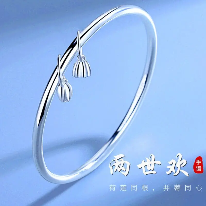 

89, закрытое простое кольцо, гладкая поверхность, два жизни вместе, однотонный браслет, серебряный браслет на день рождения подруге