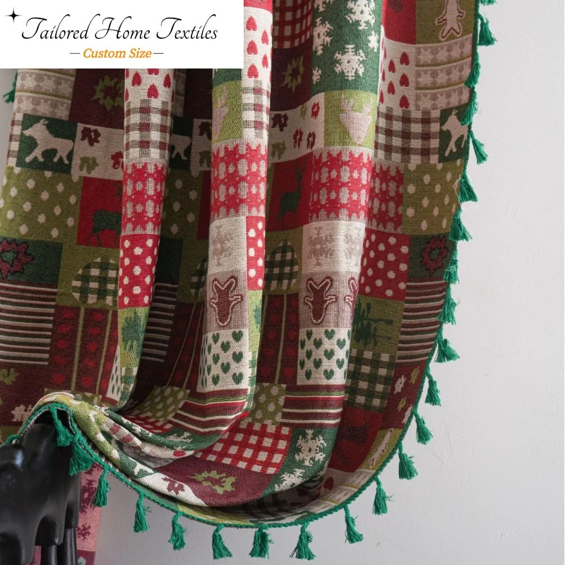 

Custom Size Jacquard Christmas Cookie Man Atmosphere Curtains for Living Dining Room Bedroom Window Home Kitchen Warm