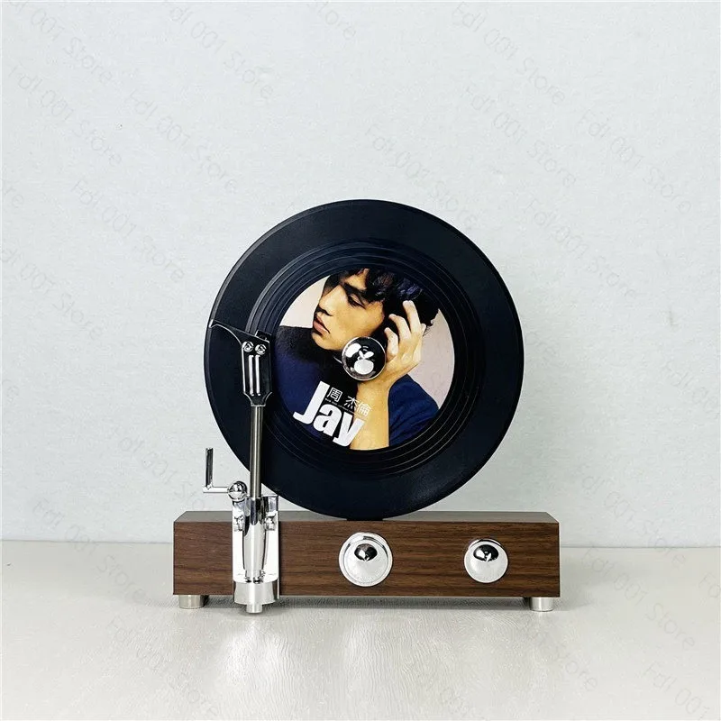 Modern Simulated Vertical Vinyl Record Player Model Retro Exquisite Household Desktop Decorative Ornament